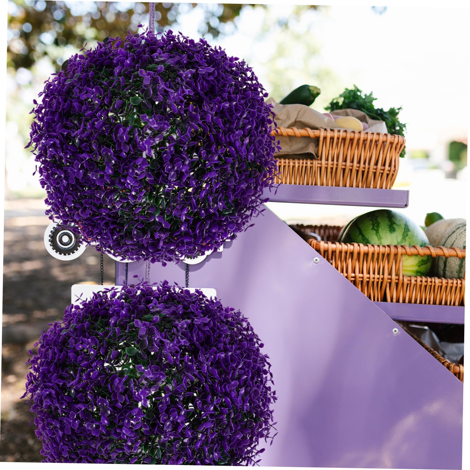 Boule Décorative Artificielle Pourpre en Plastique Légère sans Entretien, Forme Boule pour Décoration Intérieure et Banquet