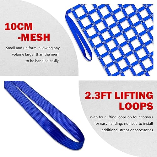 Miniatura 4 de Red de elevación de carga de 1212 libras, correas de red de elevación de seguridad de 4.92 x 4.92 pies para polipasto de malla cuadrada de 3.9 in,
