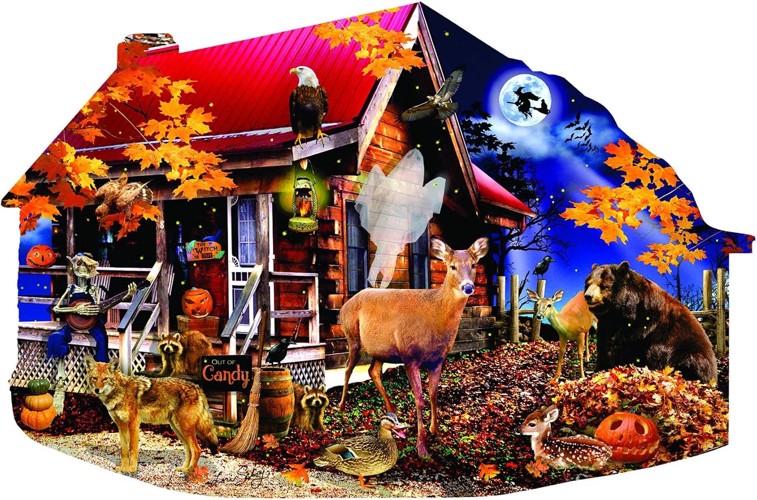 SUNSOUT INC - Fireflies at the Cabin - 1000 pc Special Shape Jigsaw Puzzle by Artist: Lori Schory - Finished Size 25.5" x 38.5" Halloween - MPN# 97018