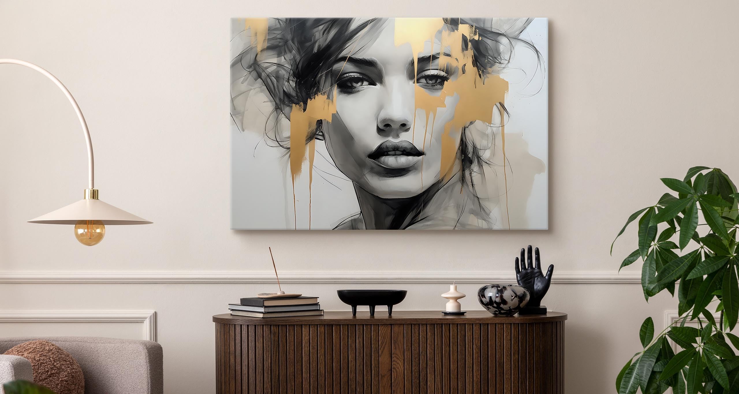 Muralo Wandbilder Portät Frau, Gesicht, Haare Kunstdruck - 120x80 cm