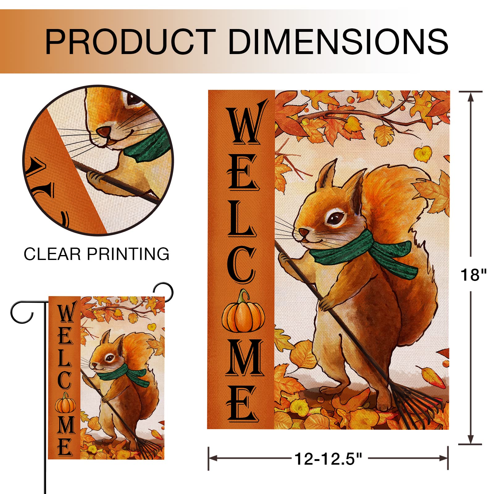 Hzppyz Herbst-Eichhörnchen Gartenflagge Doppelseitig – Jute, Wetterfest, Für Hof & Terrasse