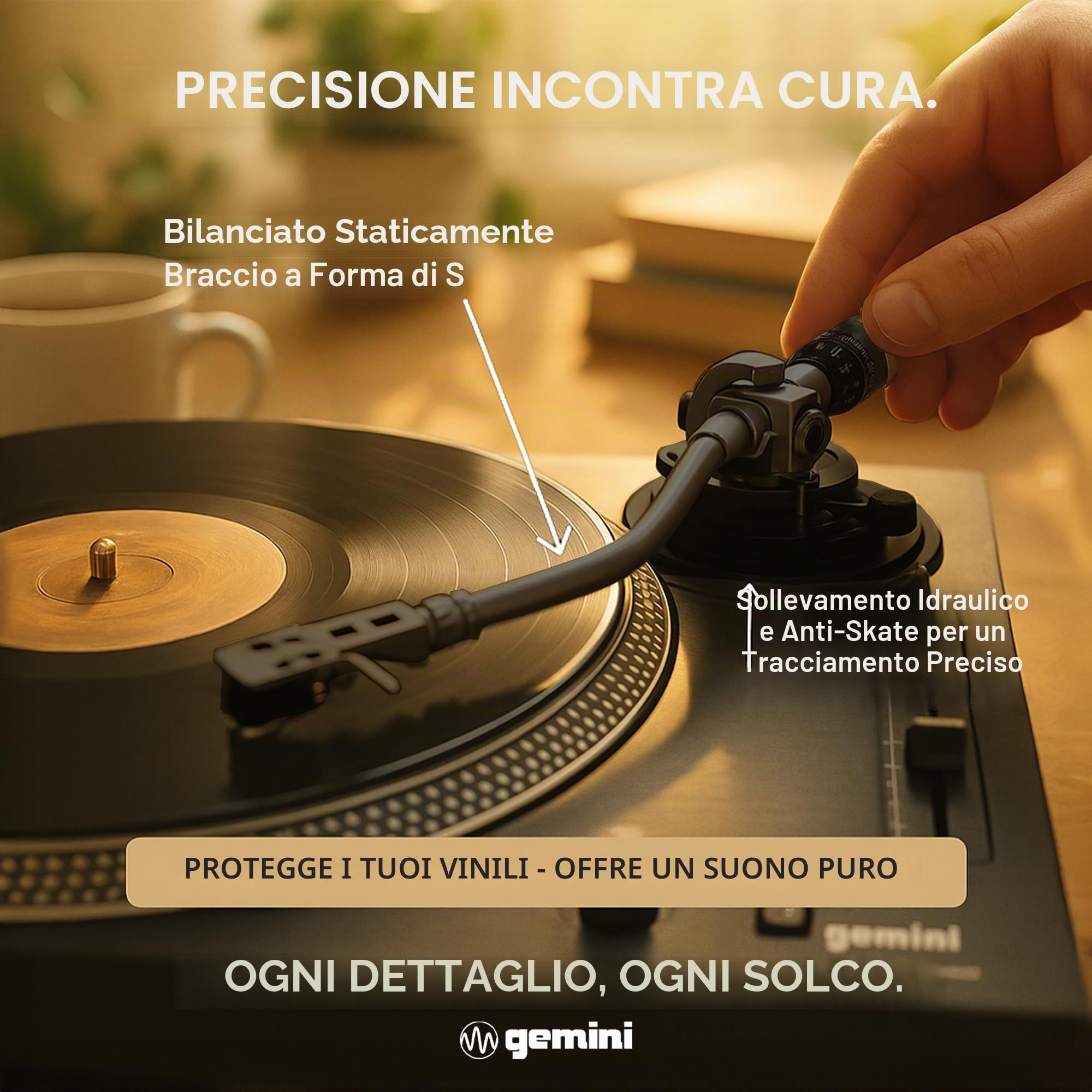 Gemini Direct Drive DJ Giradischi per dischi in vinile - Giradischi USB con preamplificatore integrato, motore ad alta coppia, controllo del passo, braccio a forma di S, 33/45/78 giri/min (TT-5000)