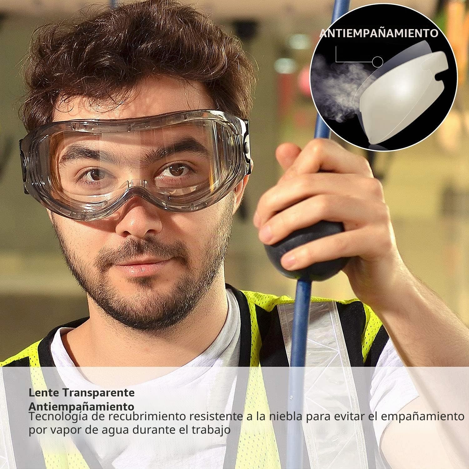 SAFEYEAR Laboratorio Gafas Protectoras de Seguridad de Obra gafas proteccion [Cinta ajustable] con Lentes Policarbonatos Protección contra Impacto Soldadura Laboral Graduadas Trabajo,Azul y verde