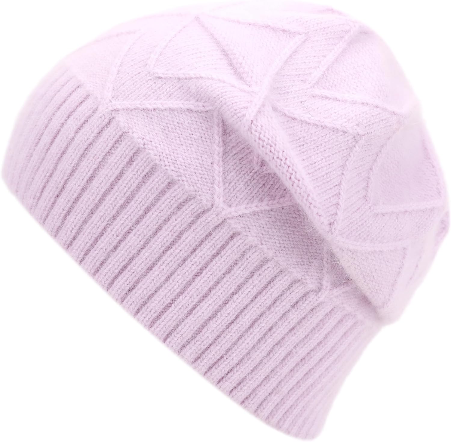 Women Men Cashmere Blend Beanie Hat Soft Lightweight Warm Winter Cable Knit Slouchy Beanie Hat for Women Men - Image 2