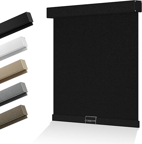 Persianas enrollables opacas para ventanas, sin cordón, para oscurecer la habitación, persianas enrollables fáciles de instalar, con cenefa de