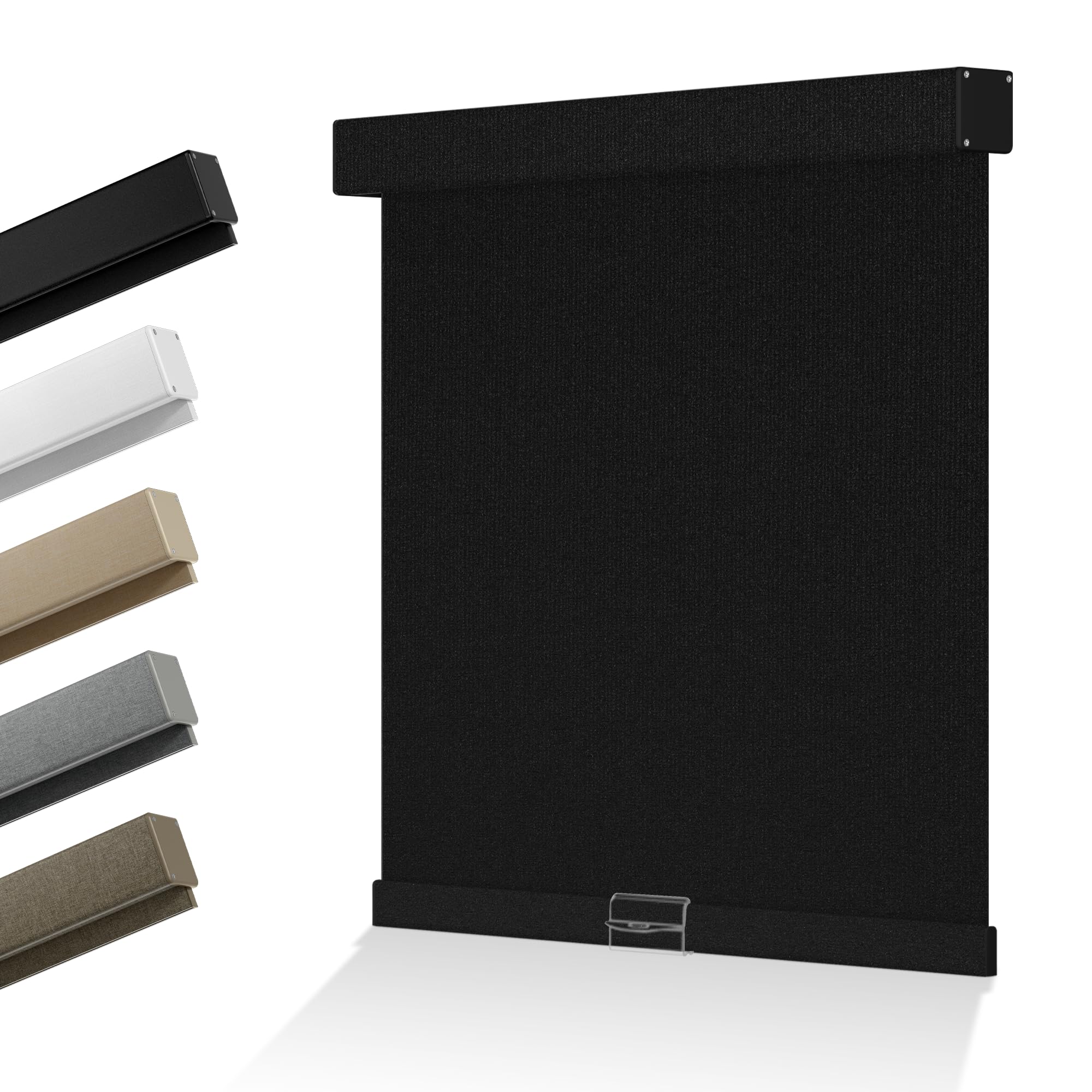 HOTSOON Blackout Linen Roller Shades for Windows Cordless Room Darkening Roller Blind Easy to Install with Cassette Valance Custom Window Shades for