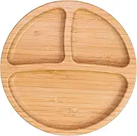 Prato Alimentação Bebê Freso Baby Introdução Alimentar Infantil BLW Bambu Biodegradável Atóxico Antibacteriano Ventosa Divisória, cor Cinza