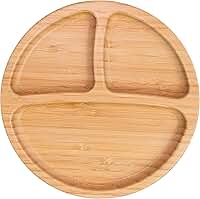 Prato Alimentação Bebê Freso Baby Introdução Alimentar Infantil BLW Bambu Biodegradável Atóxico Antibacteriano Ventosa Divisória, cor Cinza
