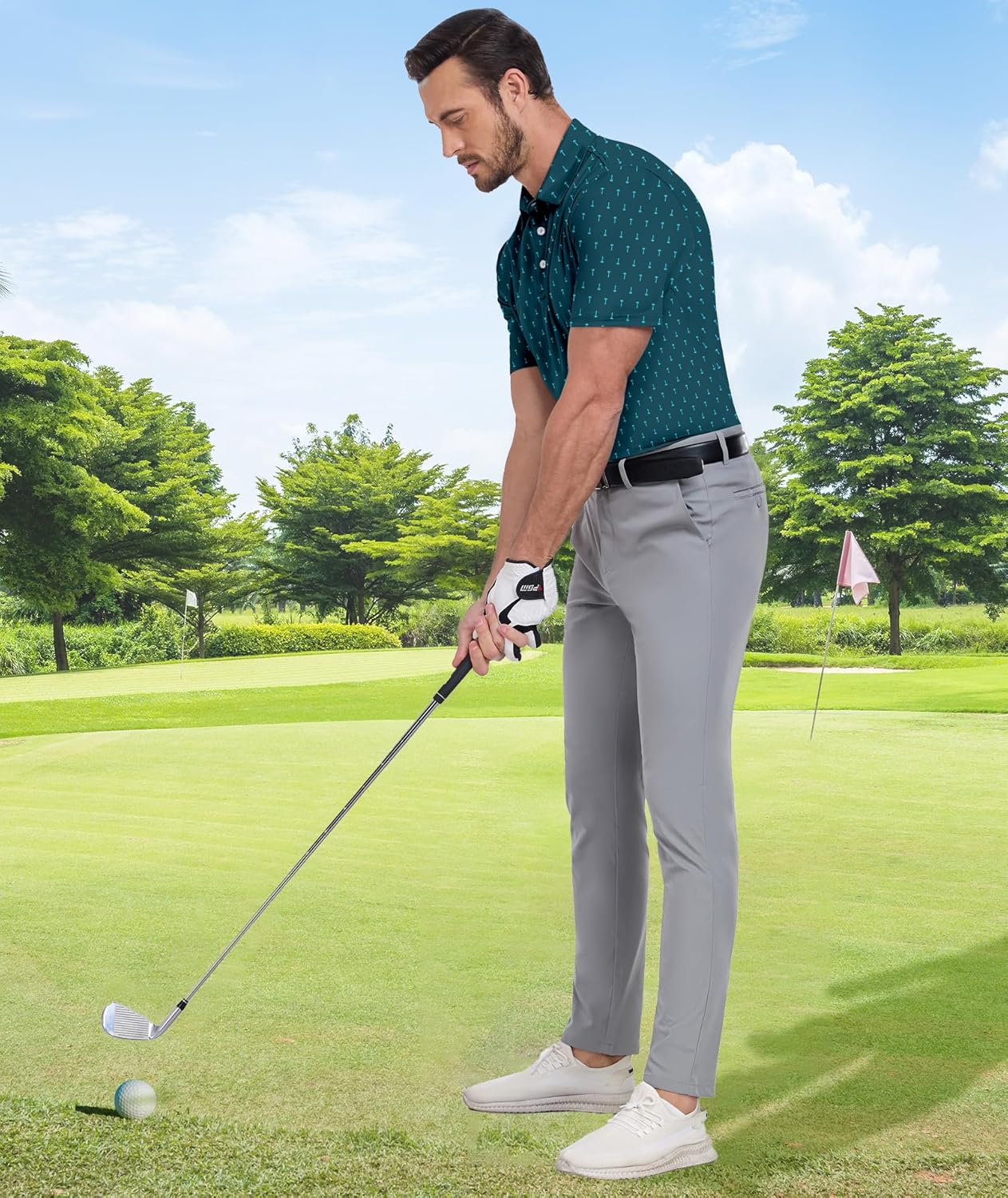 ZITY Men's Golf Shirts Short Sleeve Moisture Wicking Performance Print Patterns Casual Collared Golf Polo Shirt for Men - Image 3