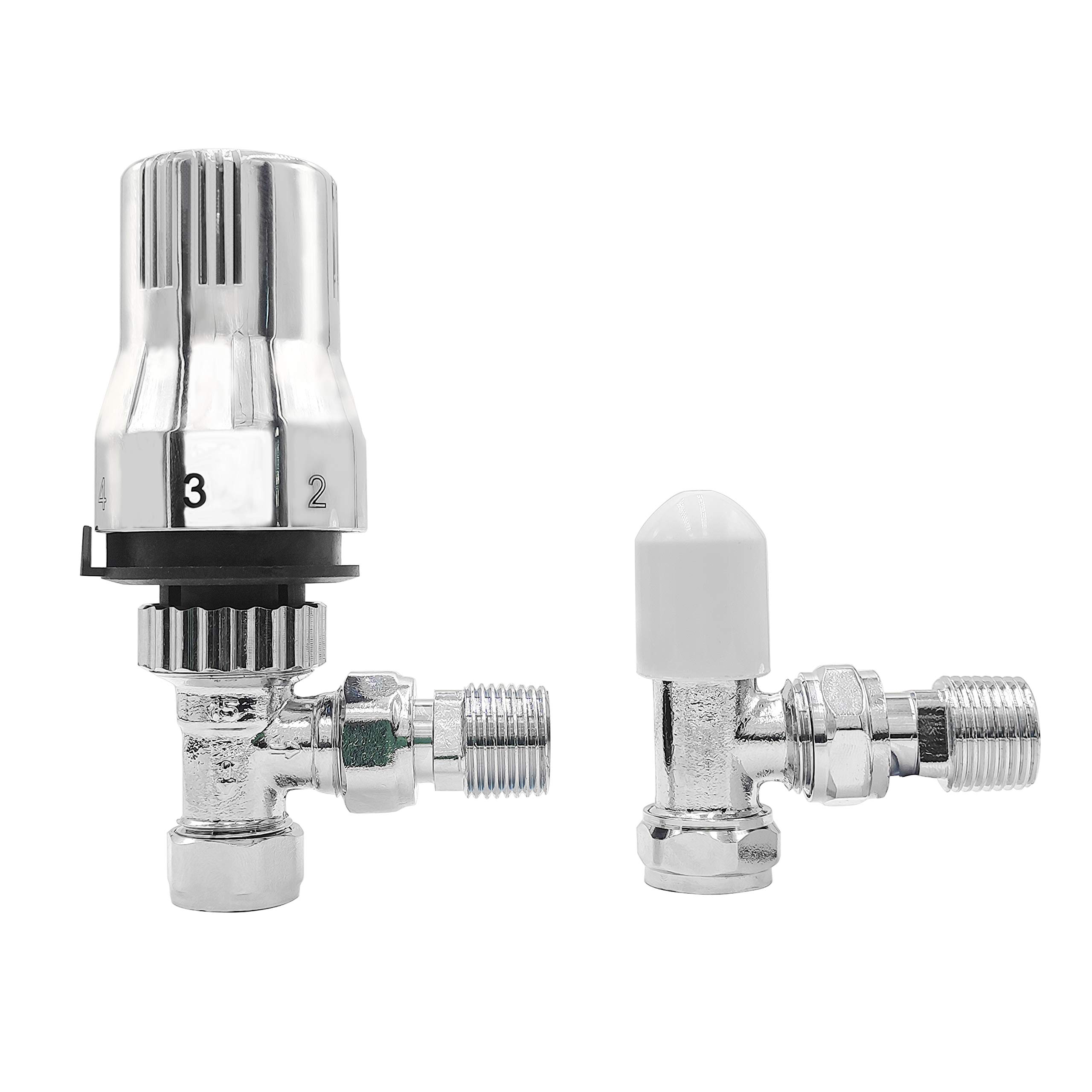 Nrg Chrome 15Mm Angled Thermostatic Radiator Valve With Manual Valve