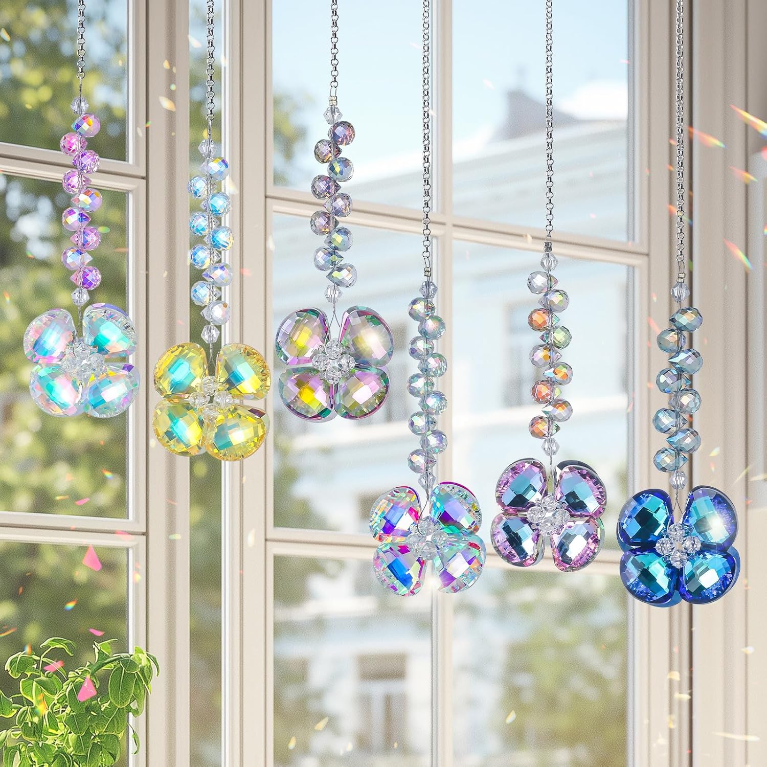 6pcs Crystal Suncatchers Four Leaf Clover Hanging Ornaments, Rainbow Maker Sun Catchers Indoor Window Outdoor Patio Garden Decor Gifts - Image 4