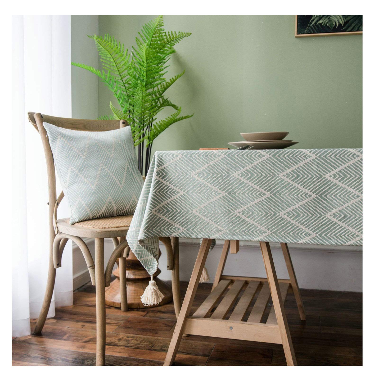 Nappe vintage vagues 135x220cm en polyester lavable et robuste
