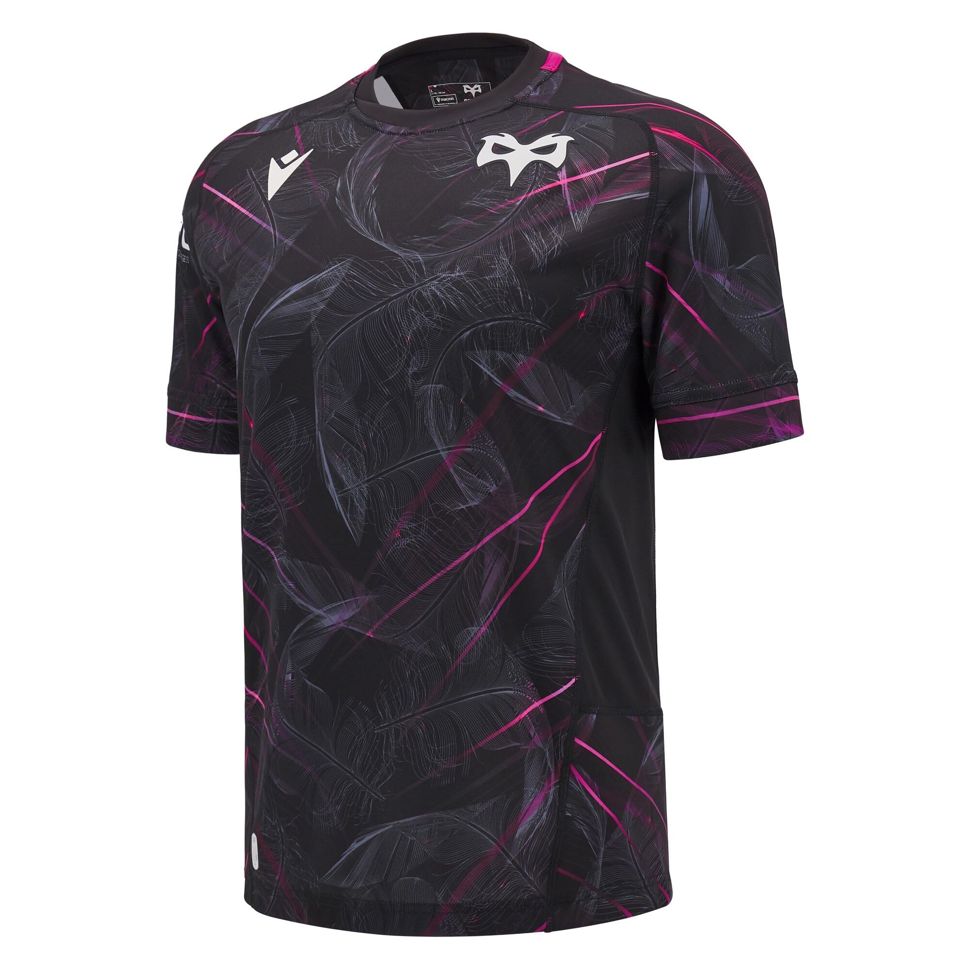Macron Ospreys Rugby 2024/25 Adults Rugby Shirt/Home/Away/Euro/RRP: £74.99 (UK, Alpha, XXL, Regular, Regular, Black - Home)