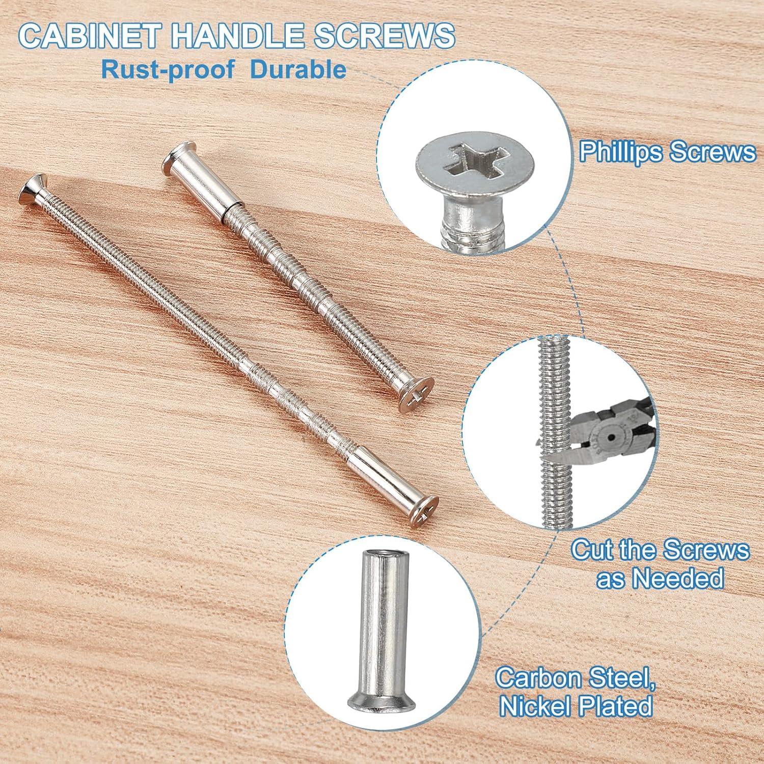 PATIKIL Cabinet Handle Screws M4 x 70mm, 20 Set Break Away Screws Drawer Pull Phillips Drive Flat Countersunk Head Bolts with Sleeve for Door Handle Lever