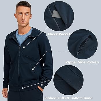 CRZ YOGA Men's Cotton Zip-up Hoodie Thick Terry Essentials