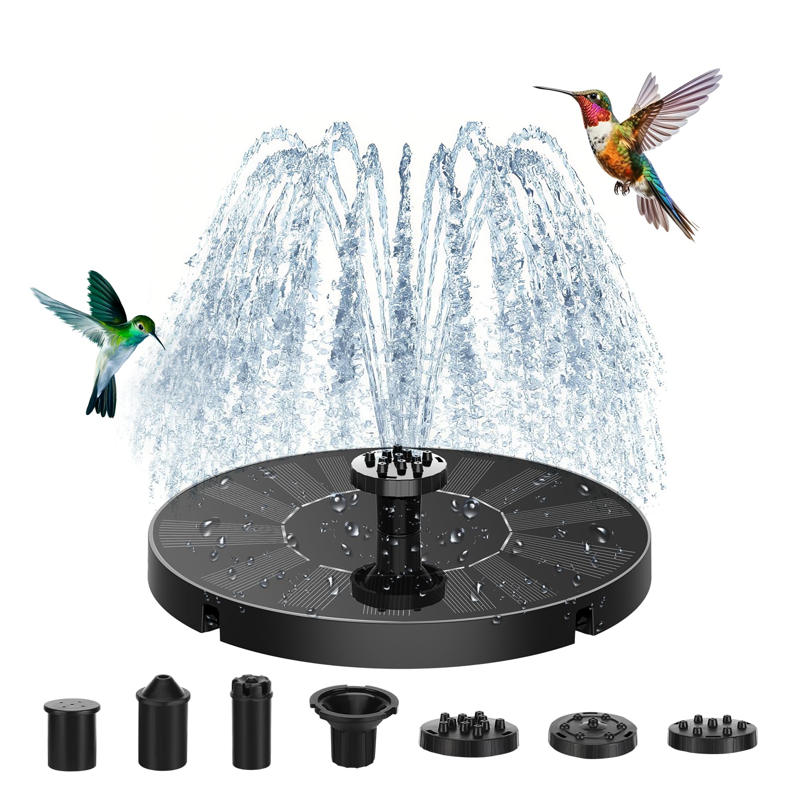 Sprifityy Solar Springbrunnen für Außen, Solarbrunnen für Draussen mit 7 Fontänenstile, Solar Schwimmender Fontäne Pumpe, Solar Wasserpumpe für Garten, Teich, Fisch-Behälter, Vogelbad, Schwimmbecken