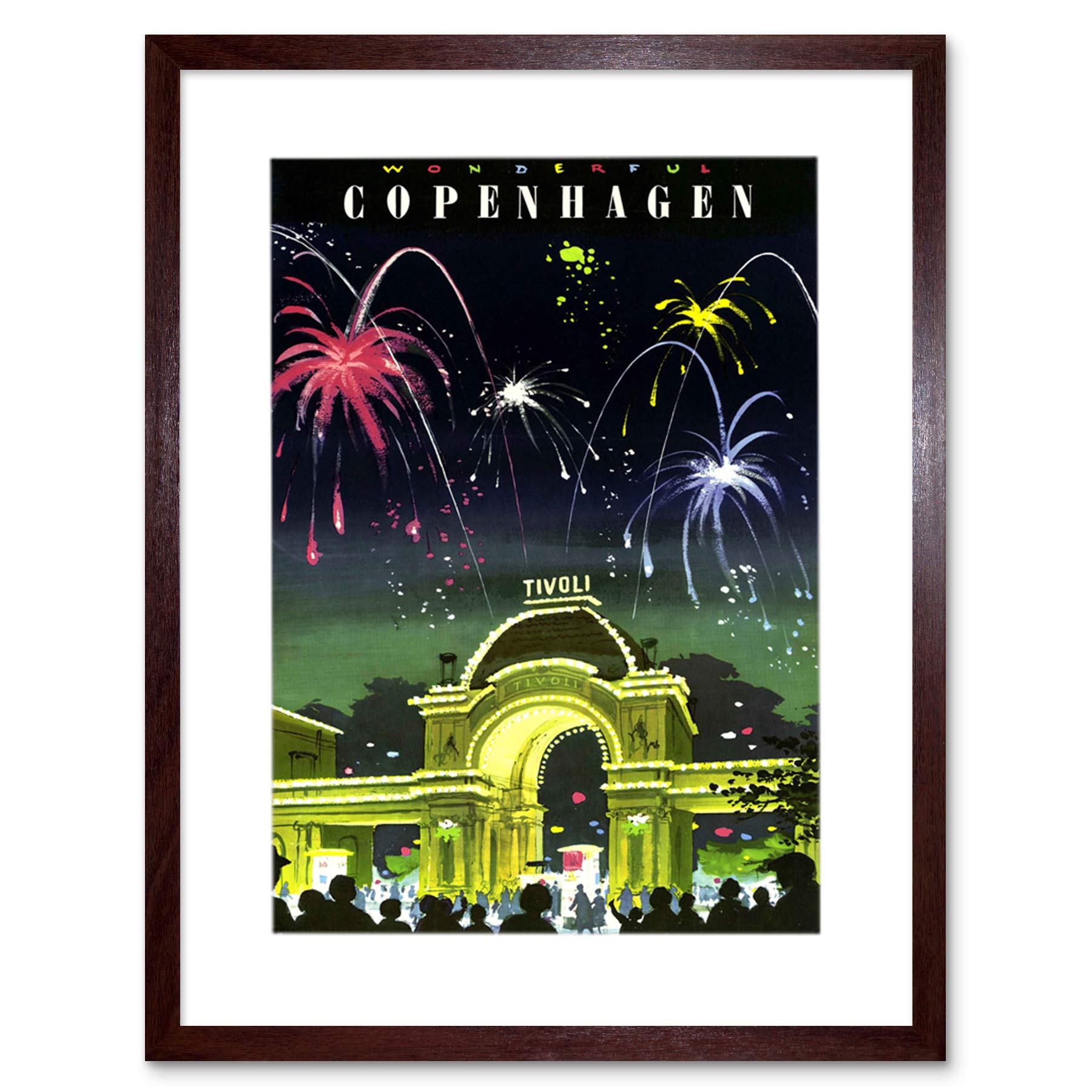 Wee Blue Coo Copenhagen Denmark Tivoli Gardens Fireworks Picture Framed Wall Art Print