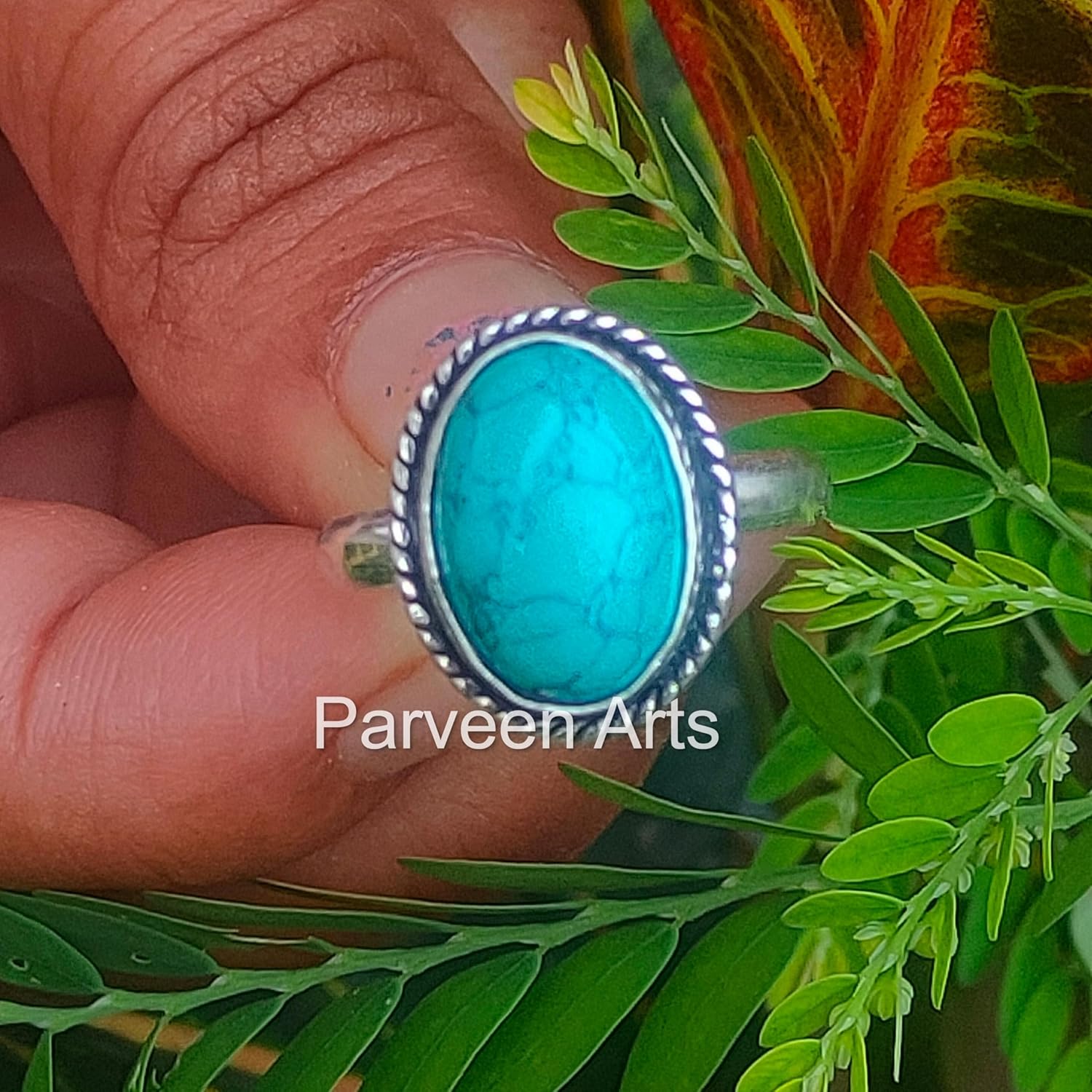 Blue Turquoise Stone Ring 925 Sterling Silver Statement Ring For Women Turquoise Bridal Ring Handmade Gemstone Rings Promise Ring Gift For Her Vintage Style, Wedding Gift Ring Mother Day Gifts, - Image 2