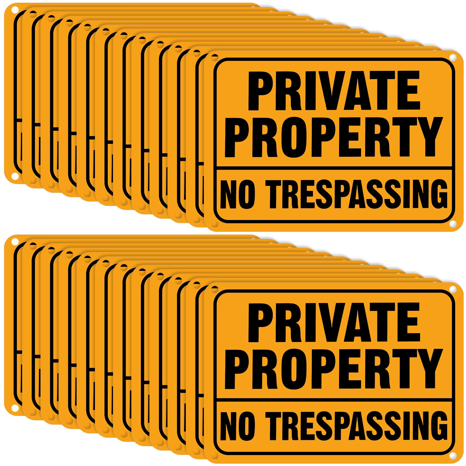 Yaocom 24 Pcs No Trespassing Signs Private Property Metal Reflective Aluminum No Trespassing Sign Weatherproof Warning Signs for Property Security
