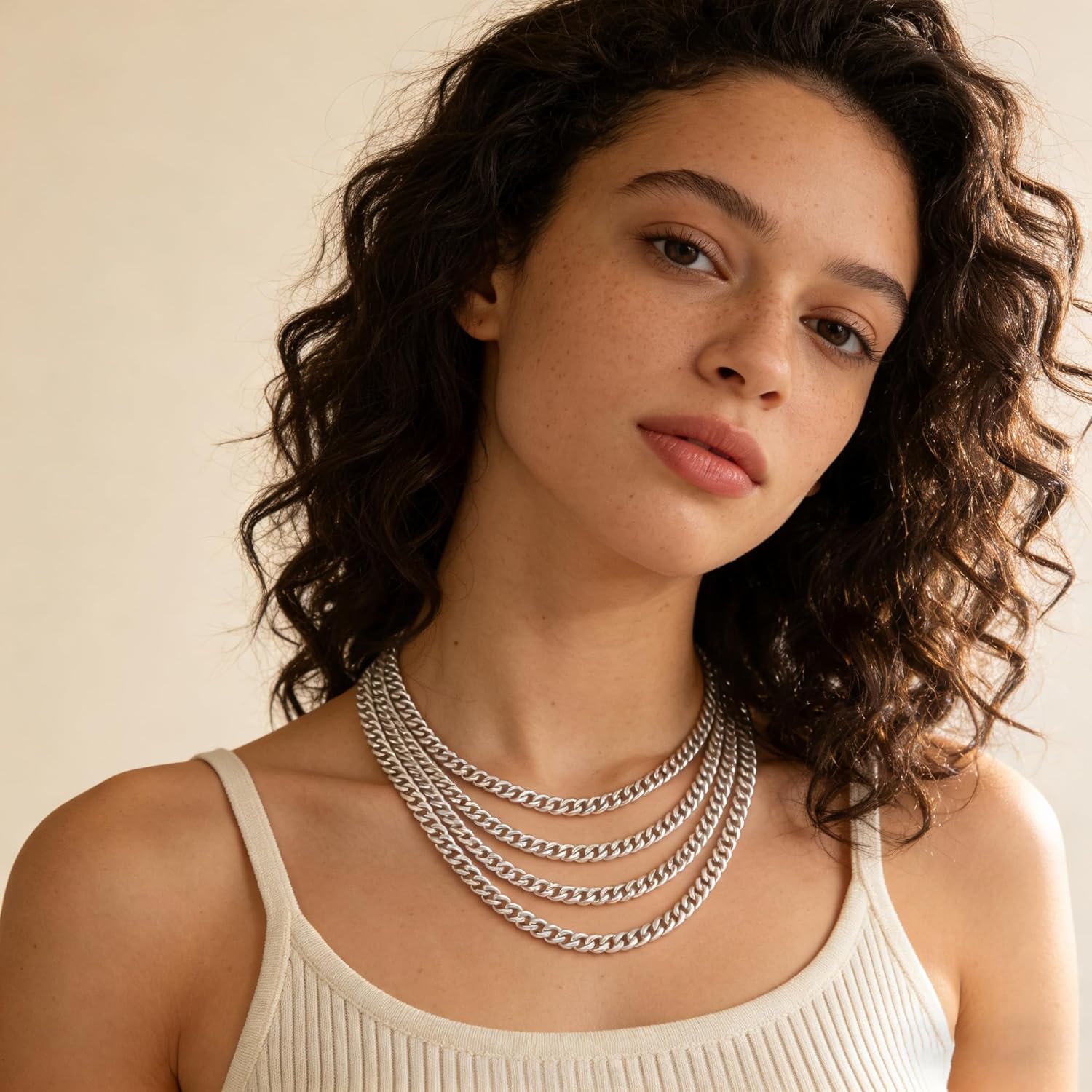 Cuban Link Chain for Men Women Silver Necklace 3.5/5/7mm Silver Chain Stainless Steel Choker Necklaces Mens Jewelry 18/20/22/24 inch - Image 3