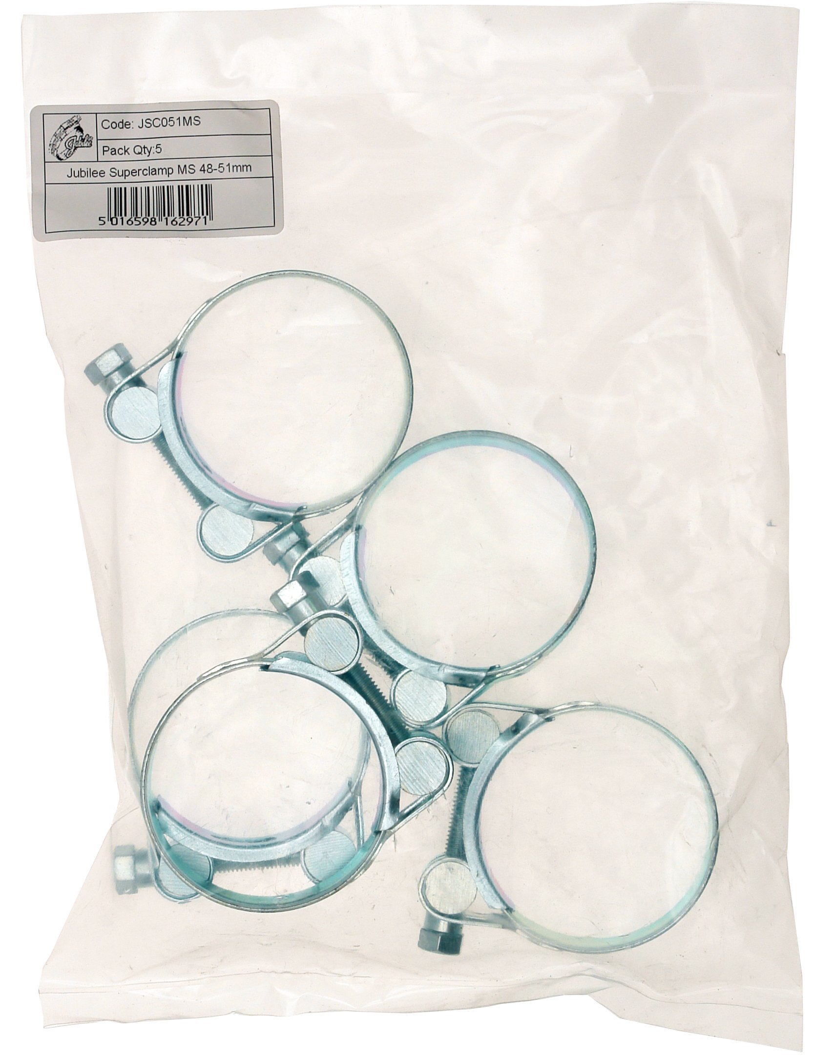 Jubilee JSC051MSP Super Clamp M/S 48 - 51mm (Pack of 5), Silver, White - Image 2