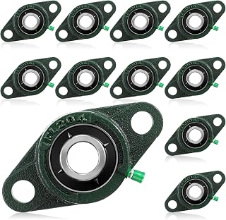 Threlaco 10 Pack UCFL204-12 Pillow Block Bearings 3/4" Bore, 2-Bolt Cast Iron Flange Mount, Self-Aligning Set Screw Locking