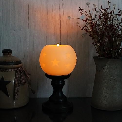 Miniatura 3 de CVHOMEDECO. Moon Sphere - Vela LED de cera bailarina, funciona con pilas, vela LED sin llama con temporizador y control remoto (5 pulgadas de