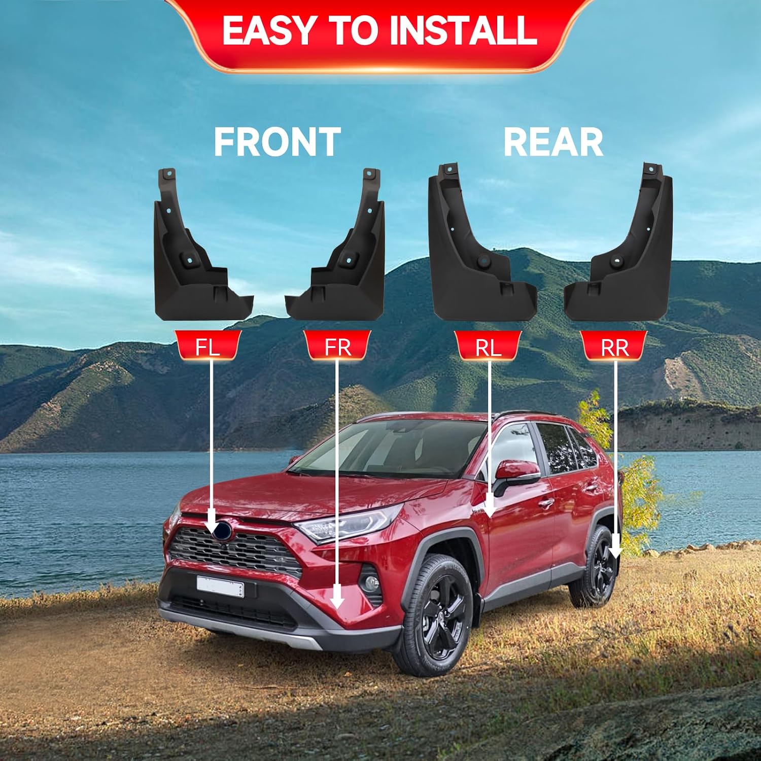 MITZONE Mud Flaps Splash Guards mudguards Compatible with 2019 2020 2021 2022 2023 Toyota RAV4 Front Rear 4pc Set