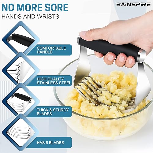 Miniatura 3 de Rainspire Cortador de repostería XL para hornear, licuadora de repostería resistente, acero inoxidable, cuchillas gruesas y afiladas, cortador de