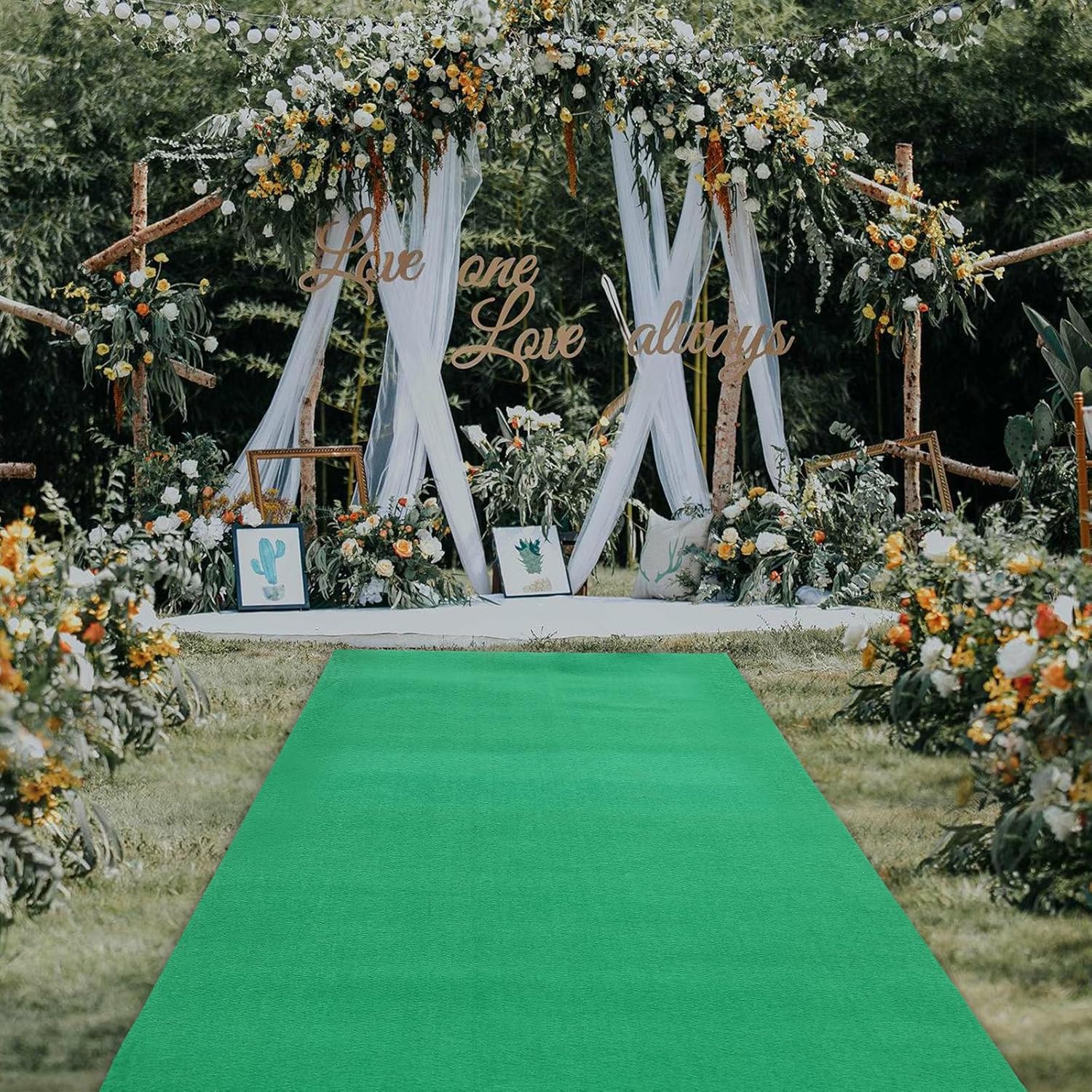 Carpet Runner, 33ft x 3ft Extra Large Aisle Runner, Reusable Felt Runway Rug for Wedding Party Ceremony Events Decorations, Indoor & Outdoor Use(Green)