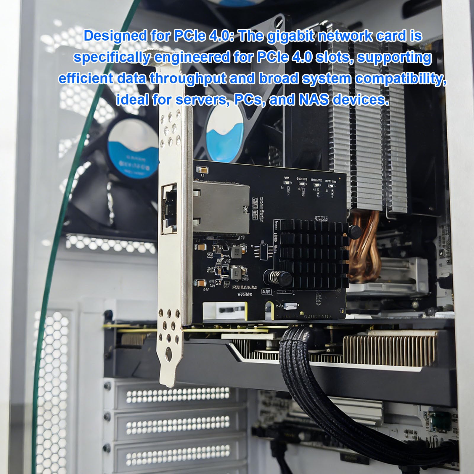Denash Gigabitowa Karta Sieciowa PCIe 4.0 10 Gb/s, Kontroler Realtek RTL8127AT Adapter Ethernet z szeroką kompatybilnością systemową, do Komputerów Stacjonarnych Serwer PC NAS Data