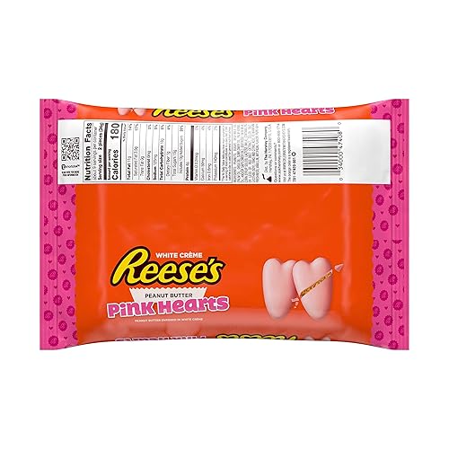 Miniatura 2 de REESE'S White Crème Peanut Butter Pink Hearts Candy, caramelo para el día de San Valentín, bolsa de 10.2 onzas