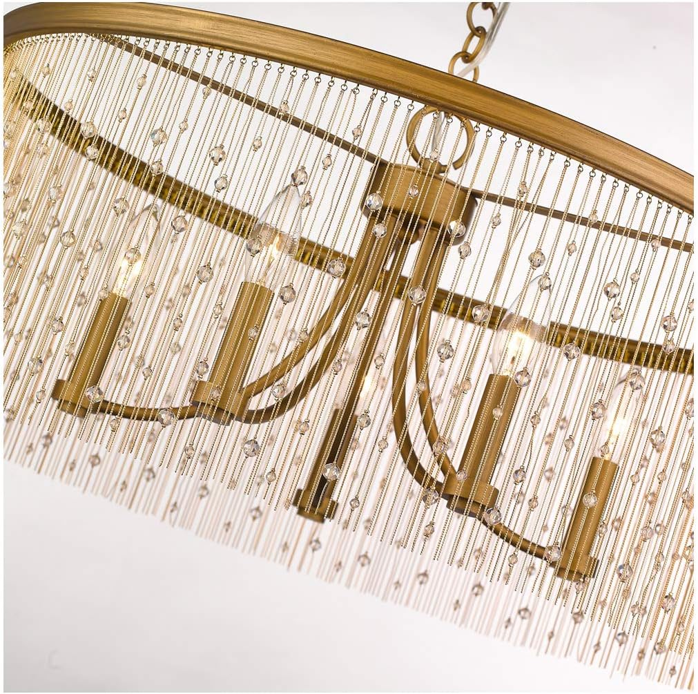 Golden Lighting Marilyn CRY 5 Light Chandelier in Peruvian Gold with Crystal Strands