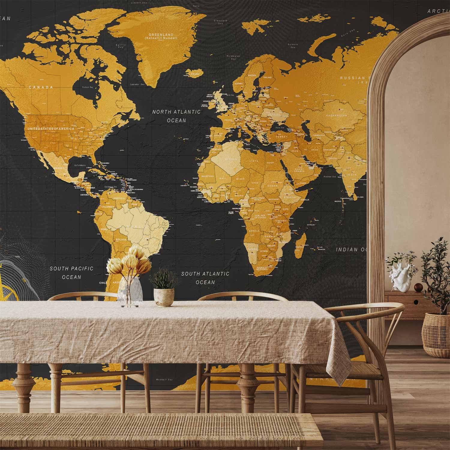 murando - Carta da Parati Adesiva Mappa del Mondo 392x280 cm Fotomurali Adesivi Murali Rivestimento Parete Moderna per Pareti Adesiva Muro Decorativo Fotomurale Soggiorno Mappa Continente