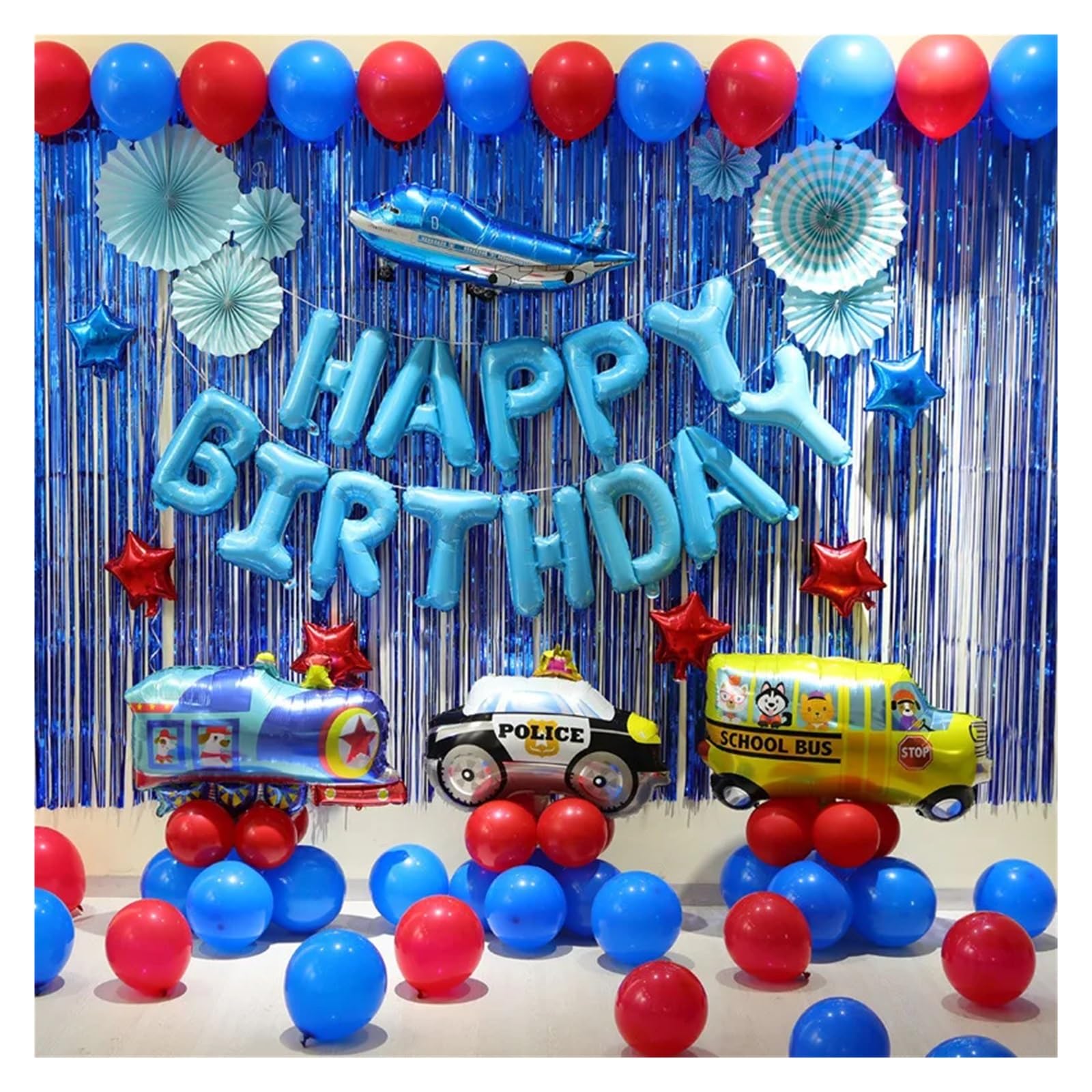Rideau à franges en aluminium Rideau de guirlandes en aluminium for arrière-plan de fête, 2 pièces, décoration d'anniversaire de mariage for la maison, décorations de fête d'anniversaire(Blue1,1M Widt