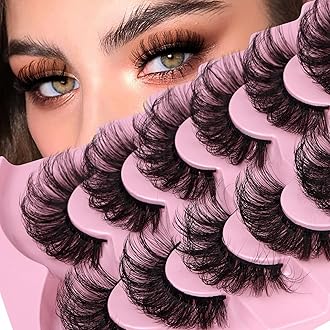 JIMIRE Lashes Mink Fluffy Dramatic Wispy False Eyelashes Fluffy 20MM 6D Volume Crossed Strip D Curl Eye Lashes Pestañas Thick Soft Curly Fake Lashes 7 Pairs Pack