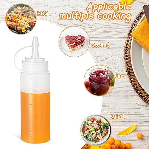 Miniatura 4 de 60 botellas de plástico de 4 onzas para apretar condimentos, botellas pequeñas para cocinar con tapas giratorias, botellas transparentes de salsa de