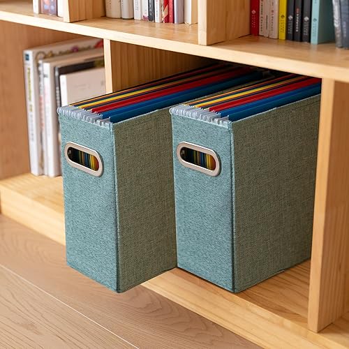 Miniatura 7 de Paquete de 4 organizadores de archivos tamaño carta, organizador de carpetas de archivos, caja de almacenamiento de tela, organizador de papel