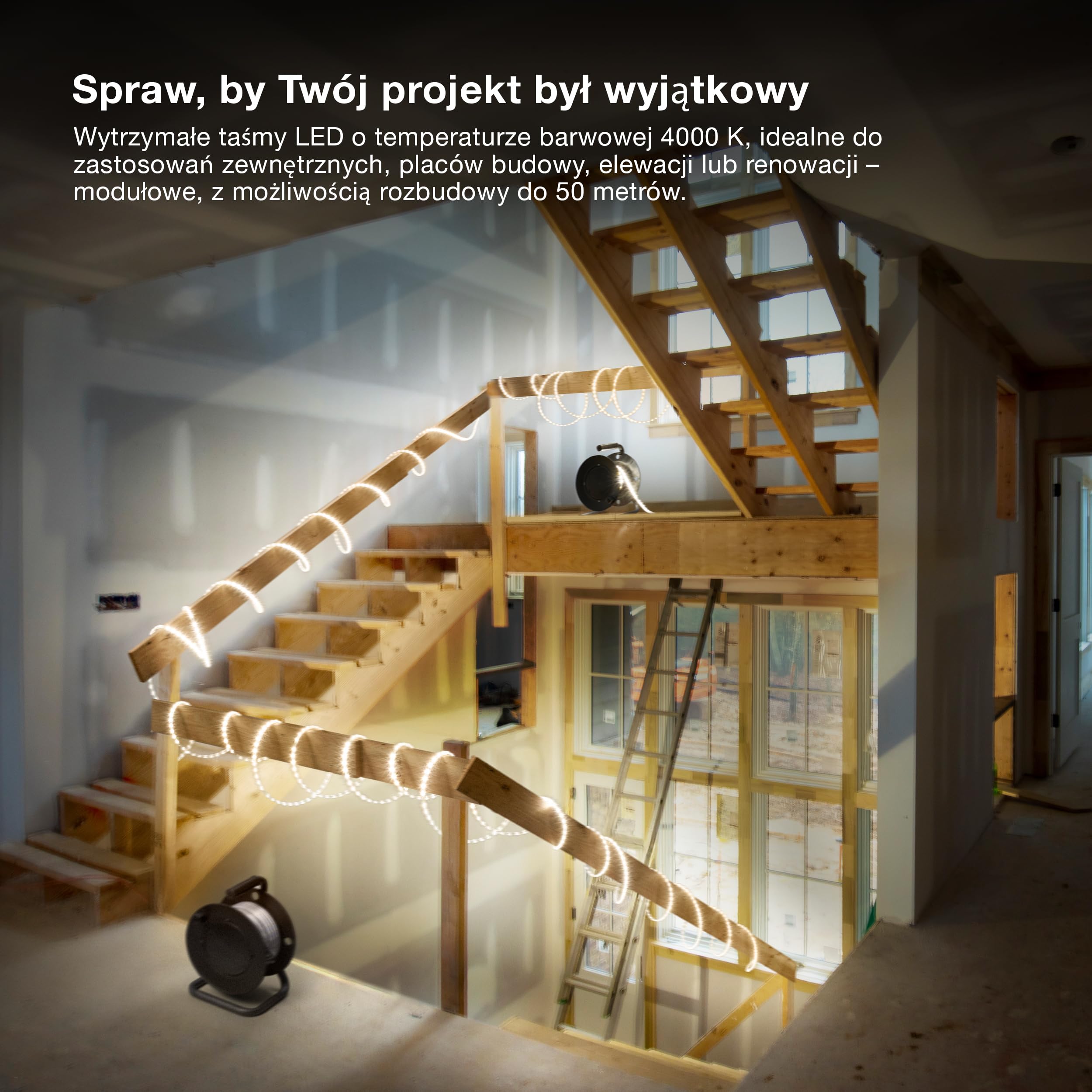 OSRAM Taśma LED Outdoor Flex 20M IP65, chłodna biel, możliwość przedłużenia do 50 m, w tym bęben kablowy, akcesoria montażowe, kabel połączeniowy