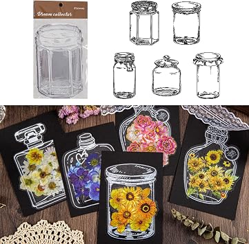 Dried Flower Bookmark, Dried Flower Bookmarks Clear Jars, Handmade DIY Plant Bookmark Set, Drift Bottle Beautiful Flower Page Floral Bookmarks, Mothers Day Gift