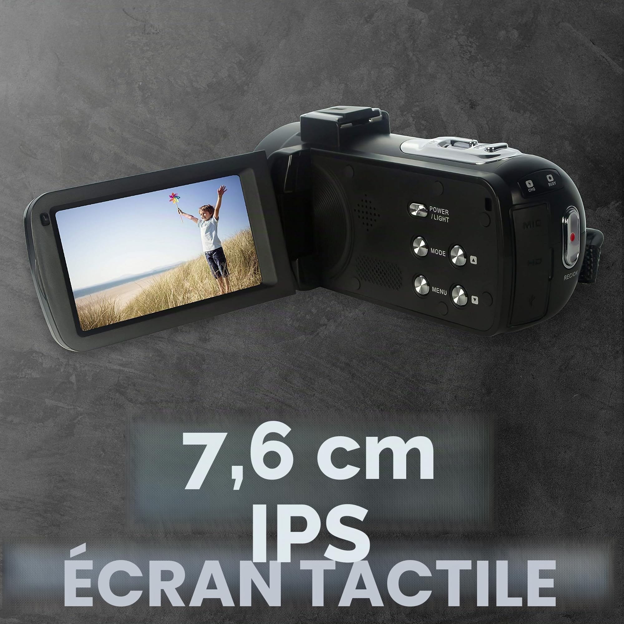 AgfaPhoto Realimove CC2700 – Caméscope Numérique, 2.7K, 24MP, Écran Tactile 3'', Zoom 18X, Télécommande, 2 Batteries Lithium - Noir