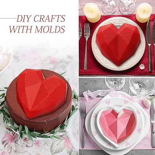 Miniatura 3 de Molde de chocolate en forma de corazón, molde de mousse de corazón de diamante, bandejas de molde de silicona para postres de chocolate con 2