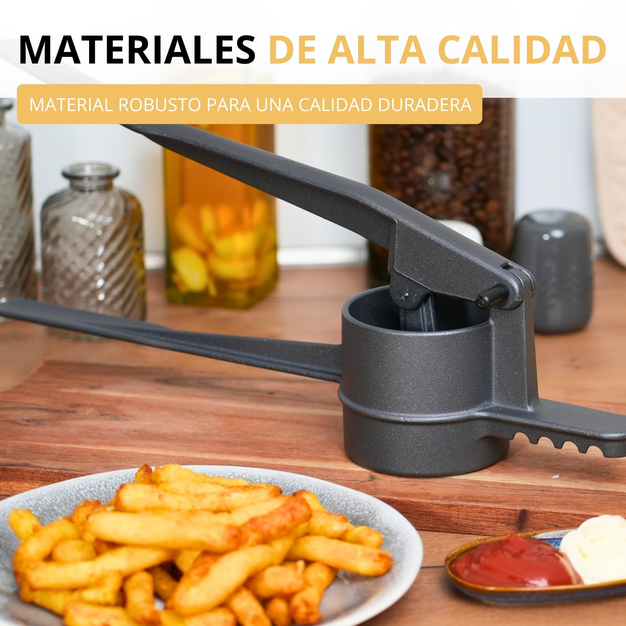 Westmark French Fries Press Black Edition, Prensa para churros, prensa para patatas con revestimiento especial antideslizante, Para patatas, churros y patatas fritas, Antracita, 41 cm