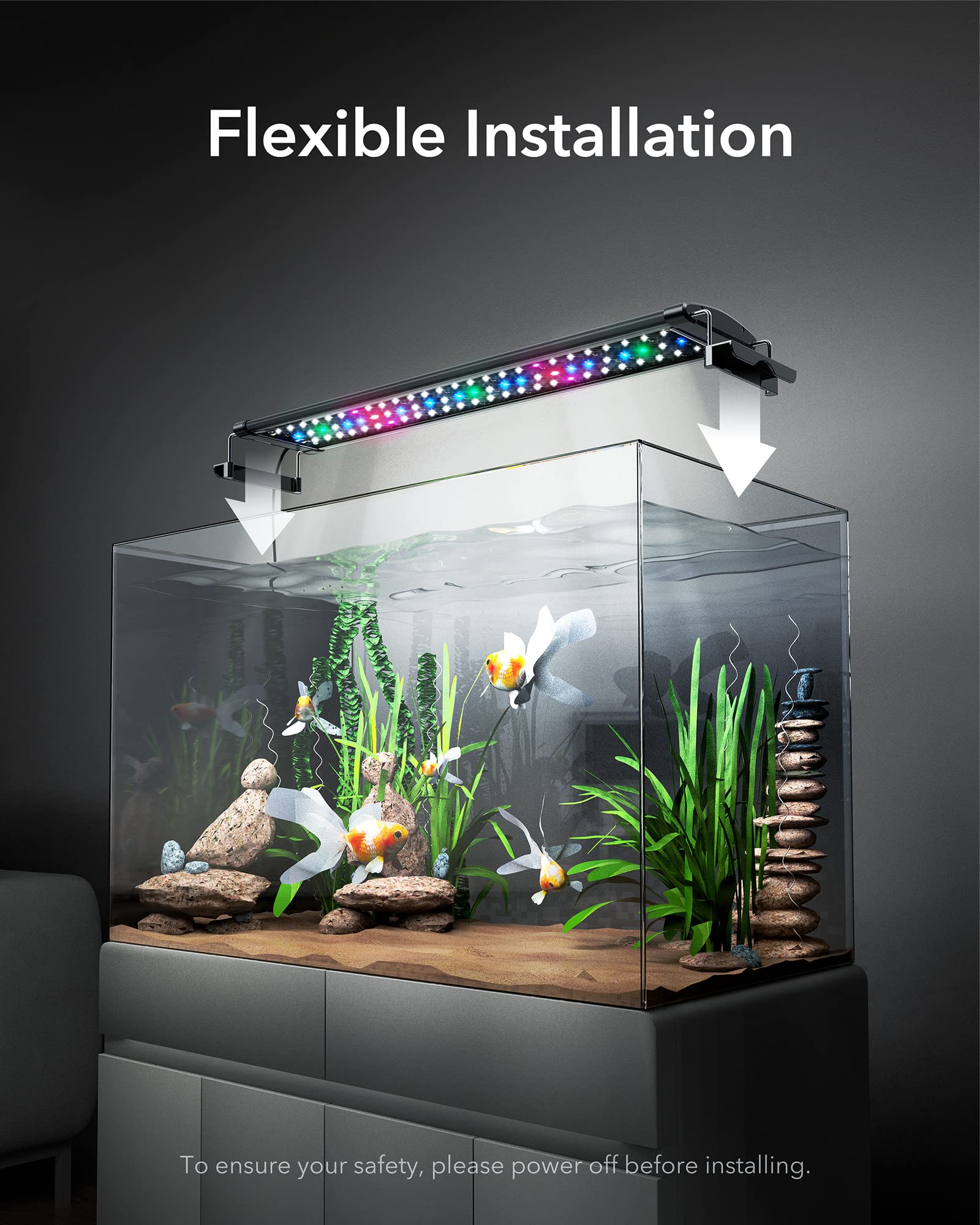 Luz LED Para Acuario 14W - Espectro Completo, Extensible De 46 A 81 Cm, Modos Día/Noche | Para Peceras De 45-60 Cm