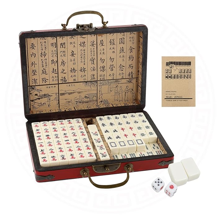 Buy DynaLiving Mini Chinese Majong Set, Solid Structure Easy To Read Mah Jongg Game,144PCS