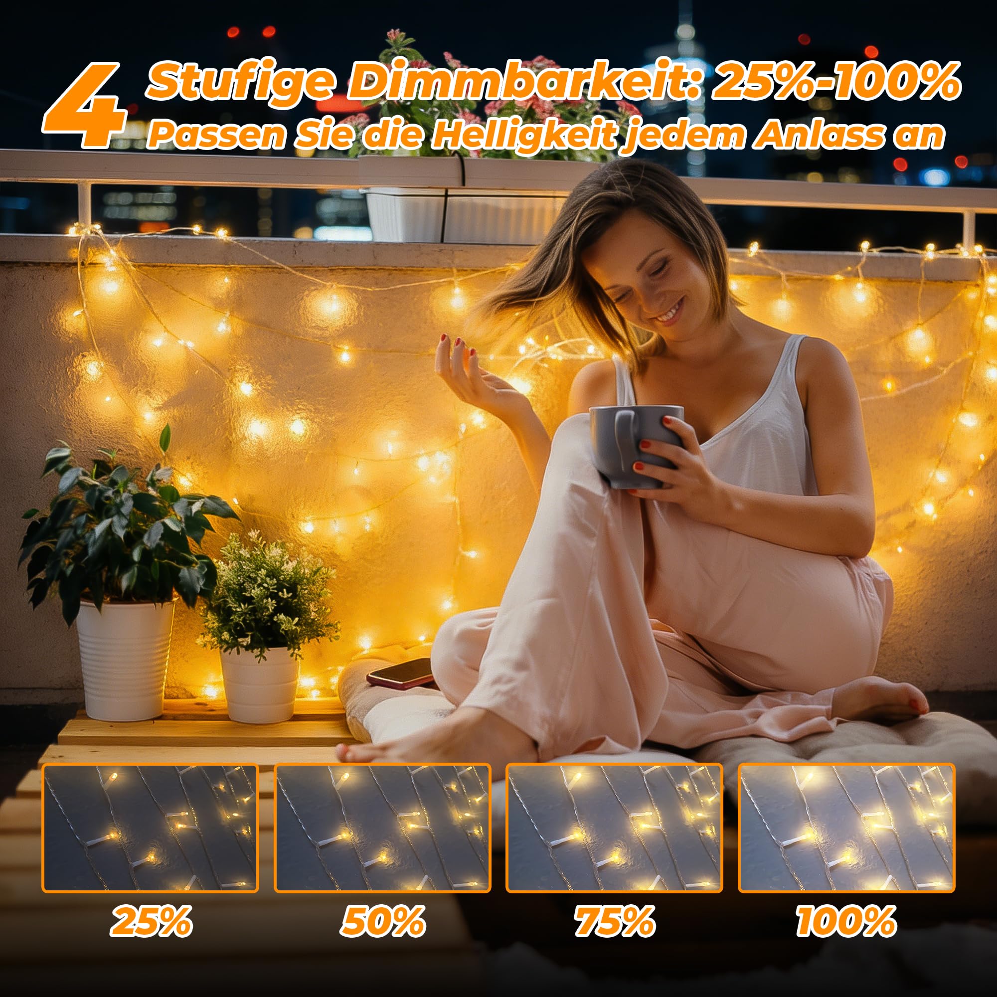 HeiPard Lichterkette Außen Innen 80m 800LED, Warmweiß LED Lichterketten Outdoor Strom mit mit Fernbedienung Timer Dimmbar, 8 Modi IP44 Wasserdicht String Lights für Garten Balkon Hochzeit Party