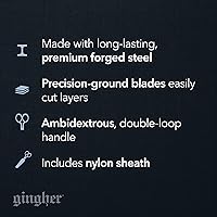 Vista 7 de Gingher - Tijeras de tela de 5 pulgadas, tijeras de tela de acero forjado de alta calidad, tijeras de coser afiladas con borde de cuchillo