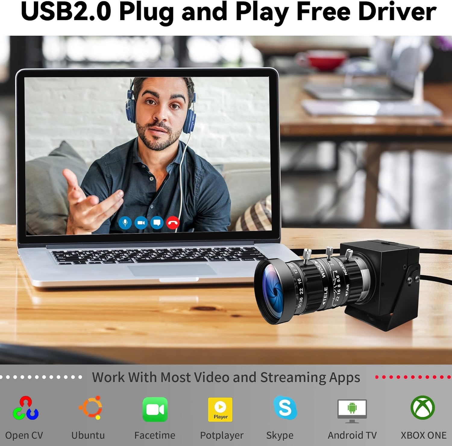 Starvis USB Camera 0.0001Lux Ultra Low Light H.264 1080P 30fps Webcam 10X CS Mount 5-50mm Telephoto Zoom Manual Lens,HDR Full Color Night Vision CCTV Security Camera for Industrial Inspection