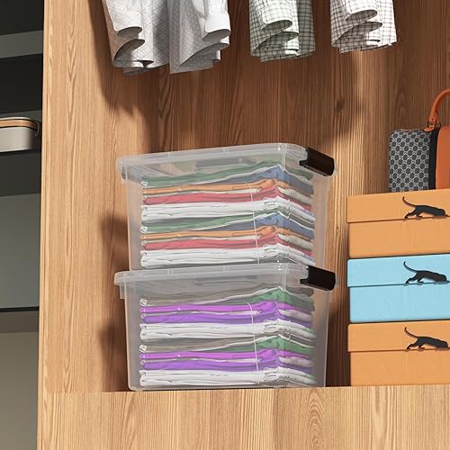 Miniatura 6 de Paquete de 4 contenedores de almacenamiento de 10.5 cuartos de galón con asa, caja de cierre transparente