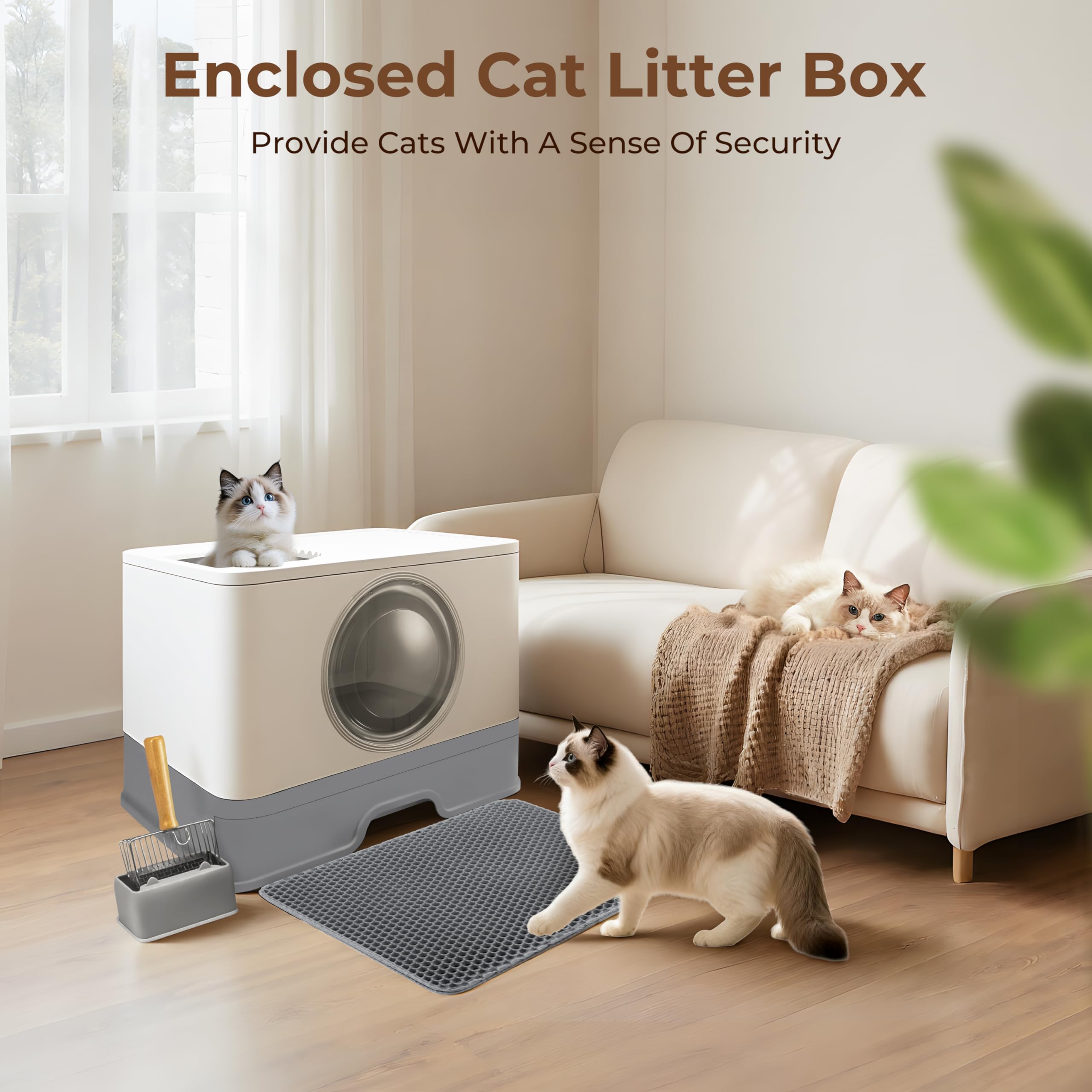 XXXL Stainless Steel Litter Box with Lid, Front Entry Top Exit, Extra Large Metal Cat Litter Box with Drawer, Maine Coon Cats, with Litter Scoop & Litter Mat, Anti-Odor, Anti-Leakage & Non-Stick - image 2